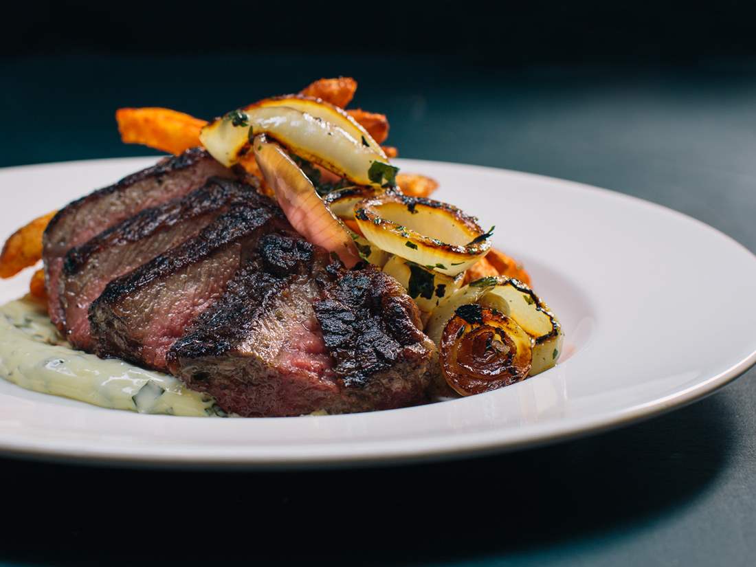 woodfired steak and vegetables