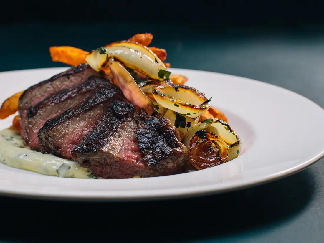 woodfired steak and vegetables