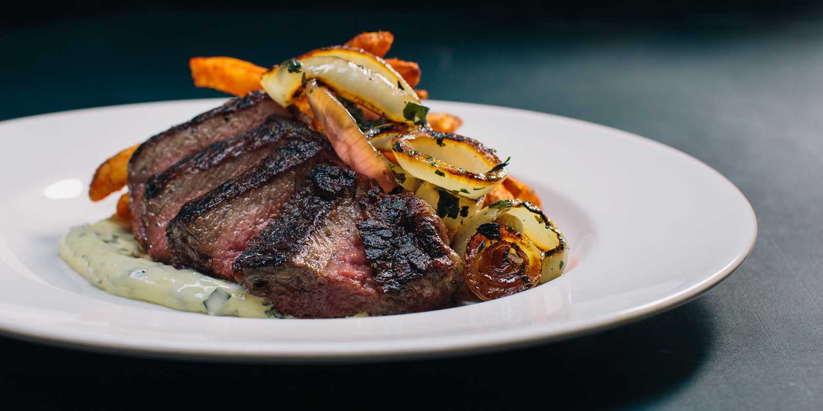 woodfired steak and vegetables